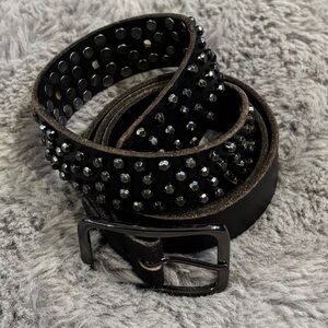Danier Men’s Studded Leather Moto Belt - 31-36” Edgy/Punk/Goth Style